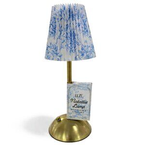 Elegant LED Rechargeable Natatlie Lamp – White & Blue Floral Shade 11.5"